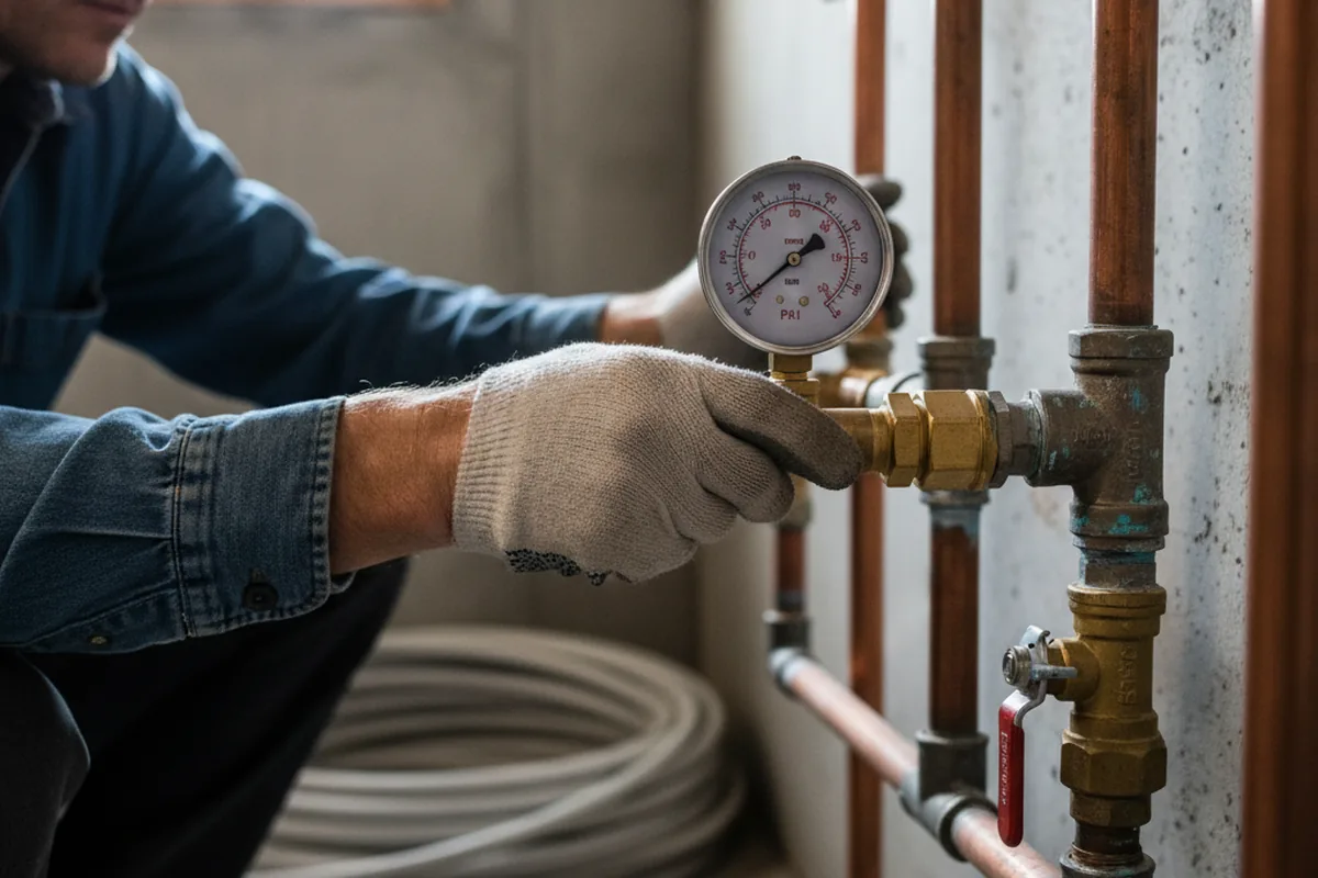Pressure testing a repaired line during Water Line Repair in Story